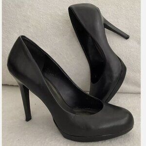 INC International Concepts Black Leather Heels Pumps with Platform Size 7.5